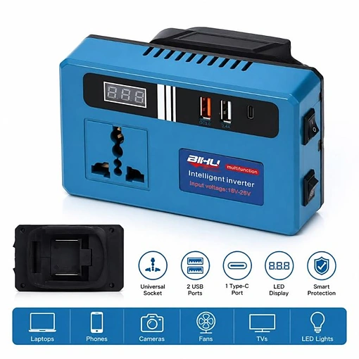 محول طاقة ذكي محمول مع منفذ AC و2 USB ومنفذ USB Type-C وشاشة LED - صورة 5