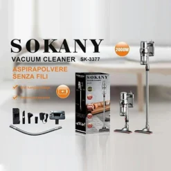 مكنسة كهربائية ذكية 2000 واط بقوة شفط 18Kpa ووعاء 1.1 لتر – SOKANY - صورة 2