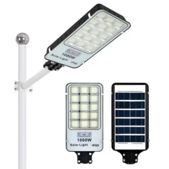 مصباح إنارة شوارع شمسي LED بقدرة 1000 واط مع مستشعر حركة وريموت IP65 - صورة 8