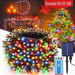 سلسلة أضواء LED شمسية متعددة الألوان بطول 50 متر - صورة 2
