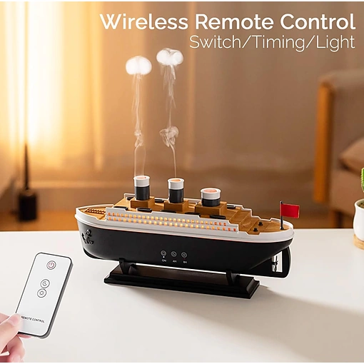 فواحة عطرية كهربائية بتصميم سفينة تيتانيك مع إضاءة محيطية وتحكم عن بُعد - صورة 4