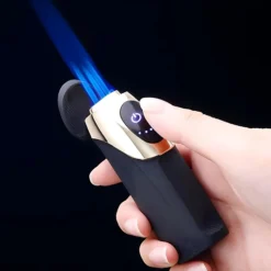 ولاعة إلكترونية بشاشة لمس قابلة للشحن USB – بثلاث شعلات نفاثة مقاومة للرياح