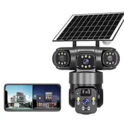 كاميرا مراقبة V380 رباعية FHD مع رؤية ليلية ملوّنة – 4G/Wi-Fi تعمل بالطاقة الشمسية - صورة 3