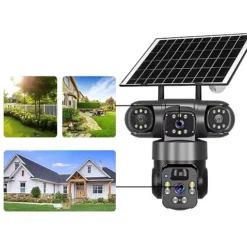كاميرا مراقبة V380 رباعية FHD مع رؤية ليلية ملوّنة – 4G/Wi-Fi تعمل بالطاقة الشمسية - صورة 4