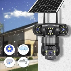 كاميرا مراقبة V380 رباعية FHD مع رؤية ليلية ملوّنة – 4G/Wi-Fi تعمل بالطاقة الشمسية - صورة 5