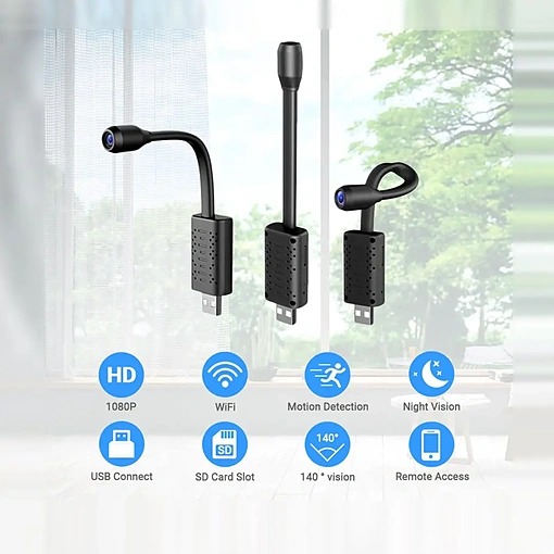 كاميرا مراقبة صغيرة WiFi V380 بدقة 1080P مع رؤية ليلية وكشف حركة وتسجيل صوت - صورة 2