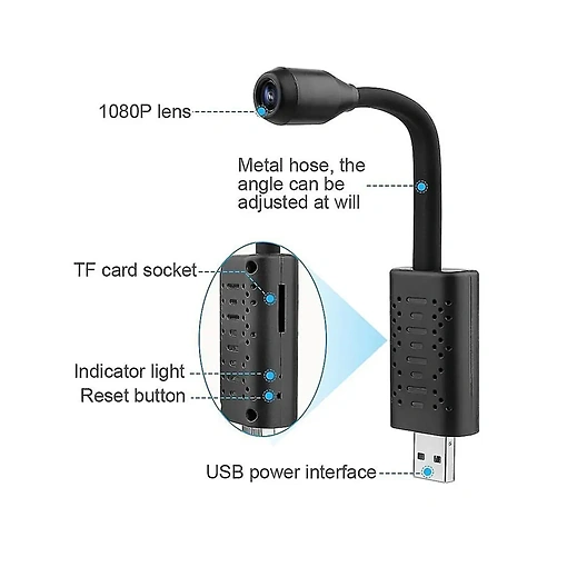 كاميرا مراقبة صغيرة WiFi V380 بدقة 1080P مع رؤية ليلية وكشف حركة وتسجيل صوت - صورة 3