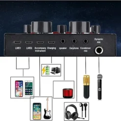 ميكروفون ومكسر صوت V8 جودة استوديو للبودكاست والمحتوى - صورة 4