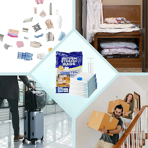 أكياس تخزين الملابس لتفراغ الهوا 10 اكياس مع مضخة يدوية - صورة 3