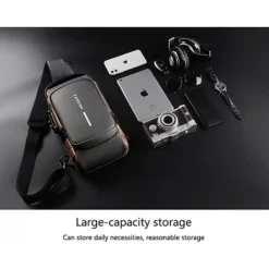 شنطة صدر رجالية مقاومة للماء ومضادة للسرقة مع منفذ شحن USB - صورة 7
