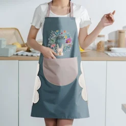 مريلة مطبخ مقاومة للماء مع جيب ومنطقة مسح يدوي - صورة 3