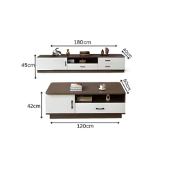 طقم طاولة تلفاز خشبية مع طاولة وسط - صورة 4